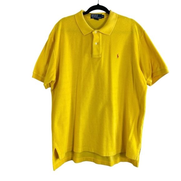Vintage Terry Cloth Polo Ralph Lauren Men’s Golden Embroidery Logo Polo Shirt XL - Picture 1 of 12